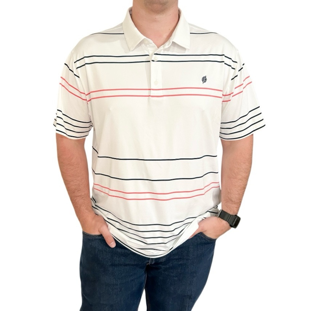 Under Armour Mens Performance Pitch Stripe Golf Polo White Stripe 2XL